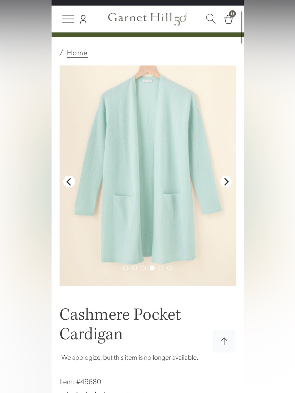 Garnet Hill 100% Cashmere Pocket Cardigan Aqua Size Small Seafoam - Picture 1 of 8